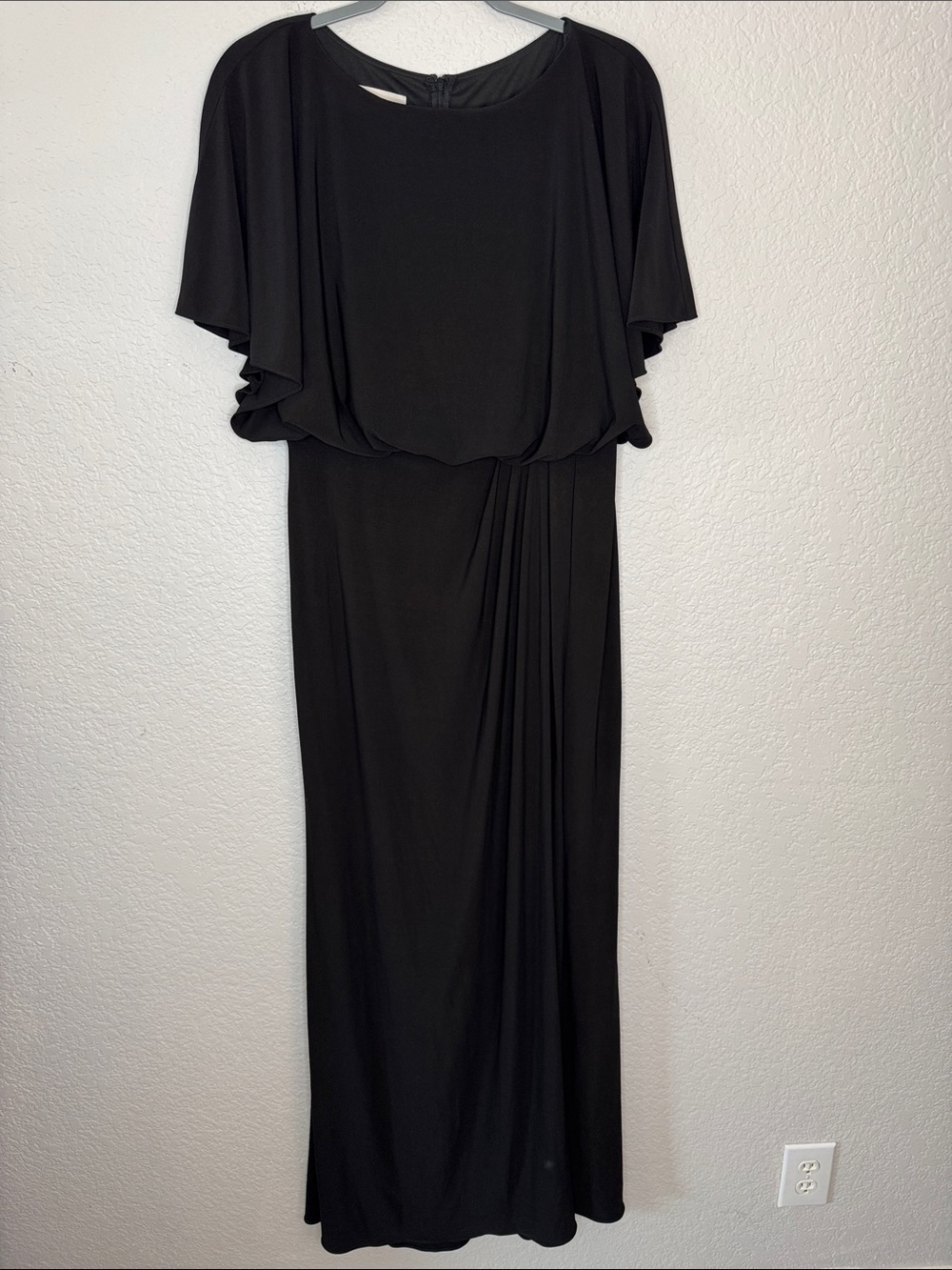 BHLDN Anthropologie Lena Caped Flutter Sleeve Maxi Dress Gown Black Size 10 - Picture 2 of 8